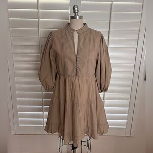 Beige Puff Sleeve Mini Dress Size Small